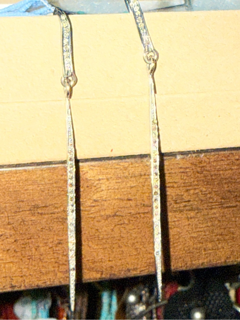Like New Jennifer Lyon Sterling and diamond bar earrings - Picture 8 of 8